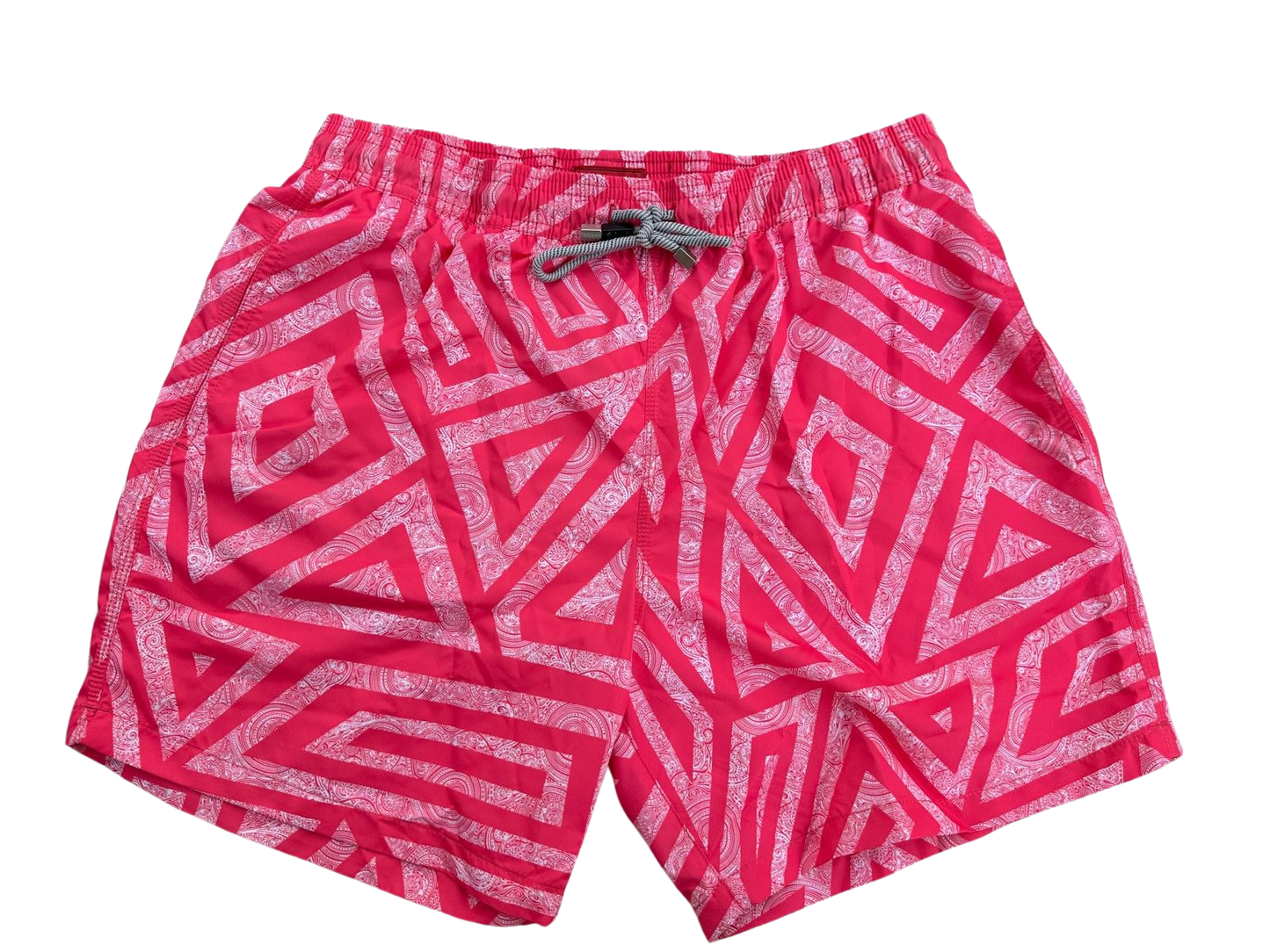 PINK WHITE MEN'S SWIM SHORTS, BOARD SHORTS