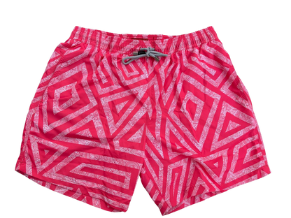 PINK WHITE MEN'S SWIM SHORTS, BOARD SHORTS