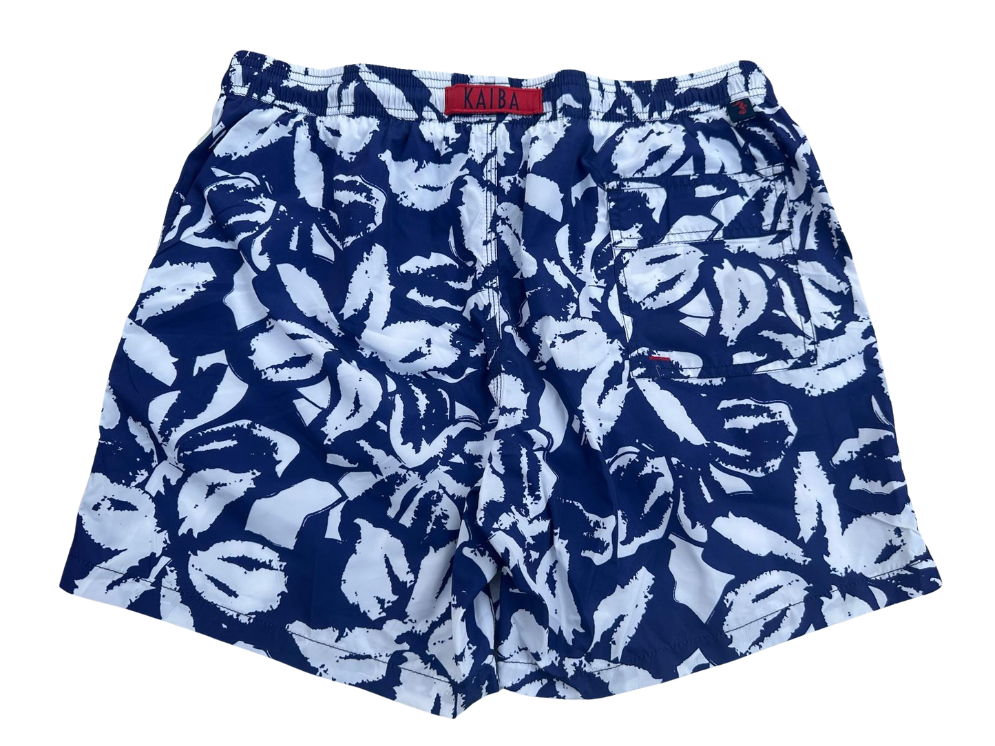 BLUE AND WHITE PATTERNED MEN'S SWIM SHORTS, BOARD SHORTS
