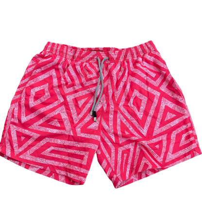 PINK WHITE MEN'S SWIM SHORTS, BOARD SHORTS