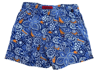 MAVİ FLORAL DESENLİ ERKEK YÜZÜCÜ ŞORT MAYO, BOARD SHORT